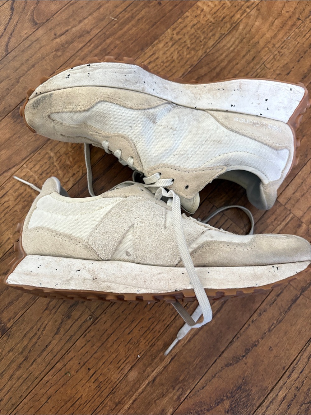 New Balance 327 Off-White Suede & canvas Sneakers - Picture 2 of 9